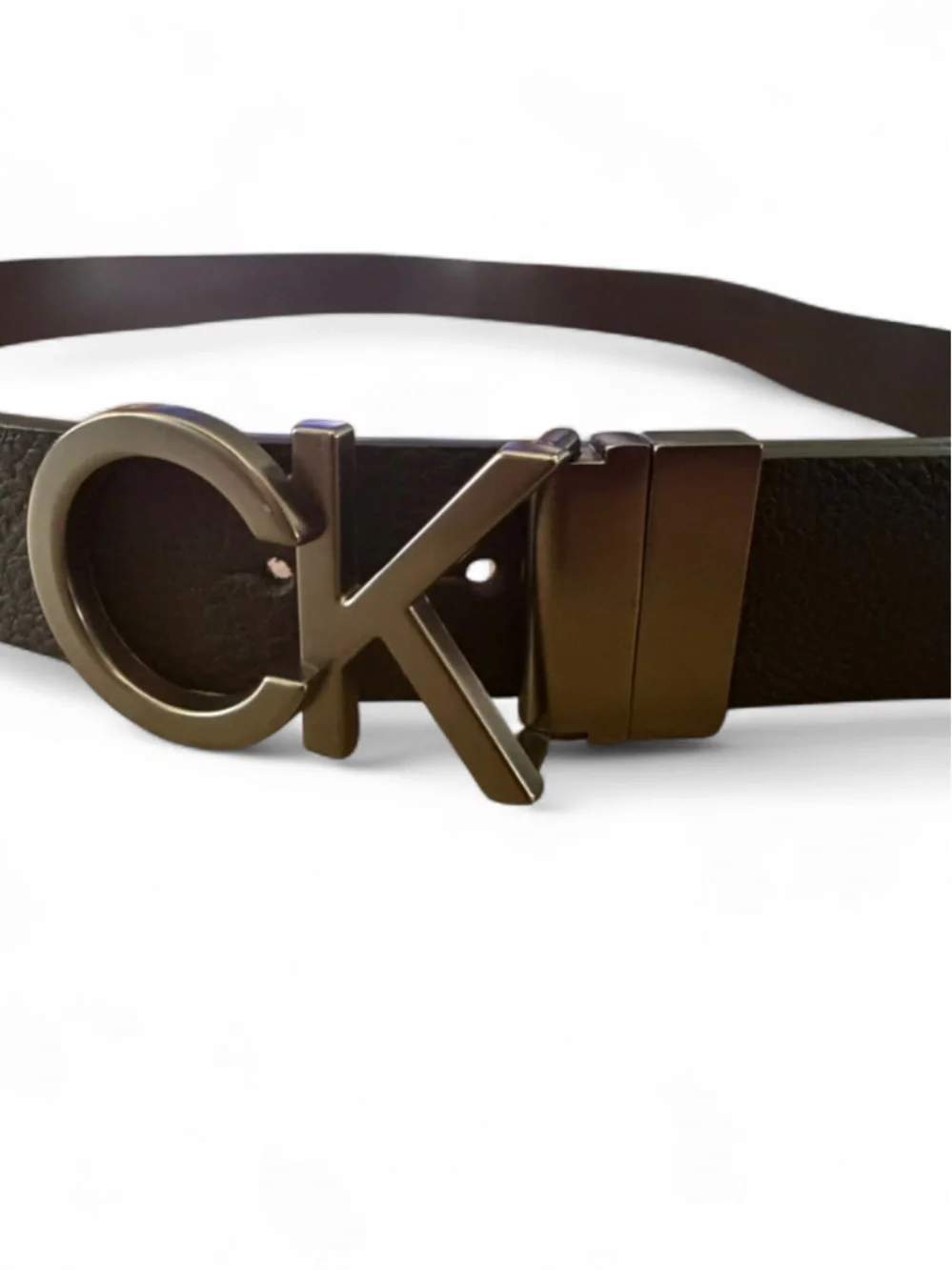 Calvin Klein Black Belt with CK Round Logo Buckle